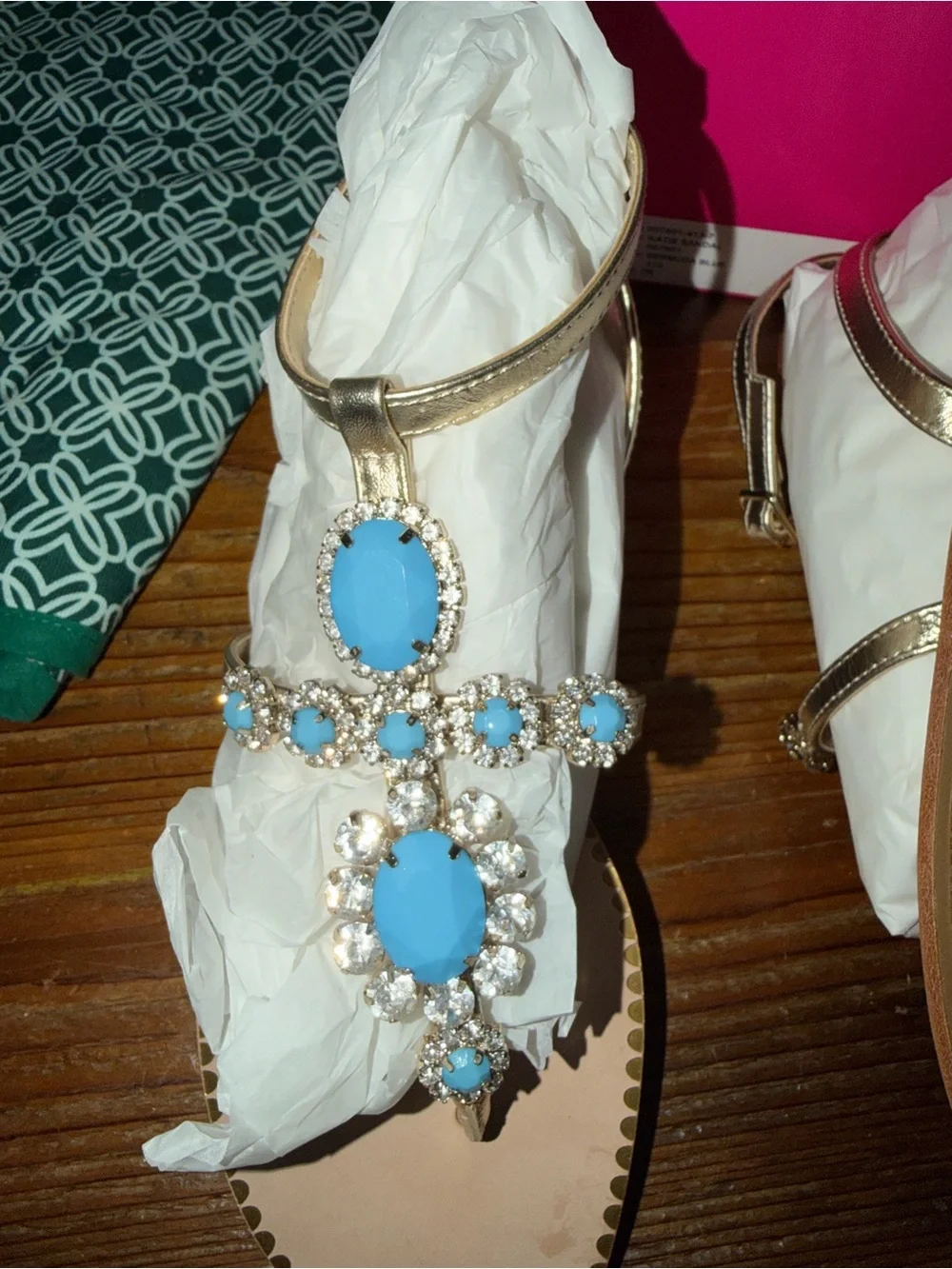 Lilly Pulitzer Katie Jeweled Sandals Bermuda Blue Size 7 NIB